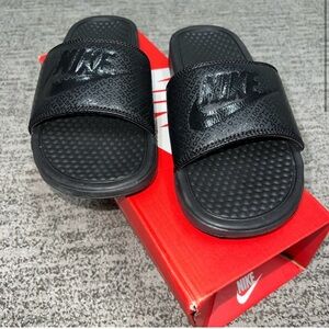 Nike Black Slide Sandals with Textured Footbed